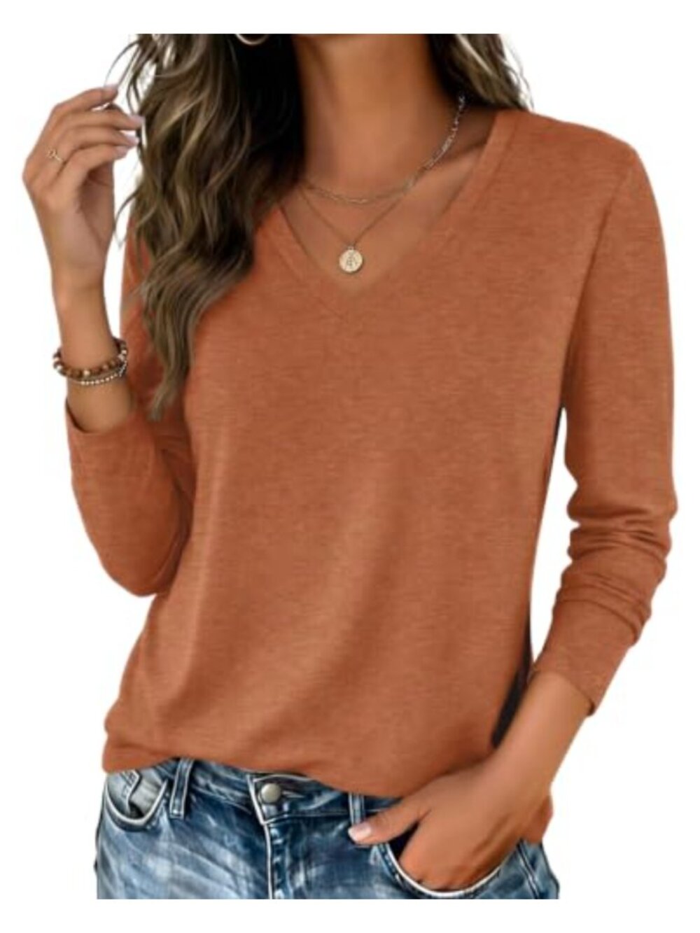 Zeagoo Womens Long Sleeve V Neck T Shirt Casual Basic Tee Fall Top